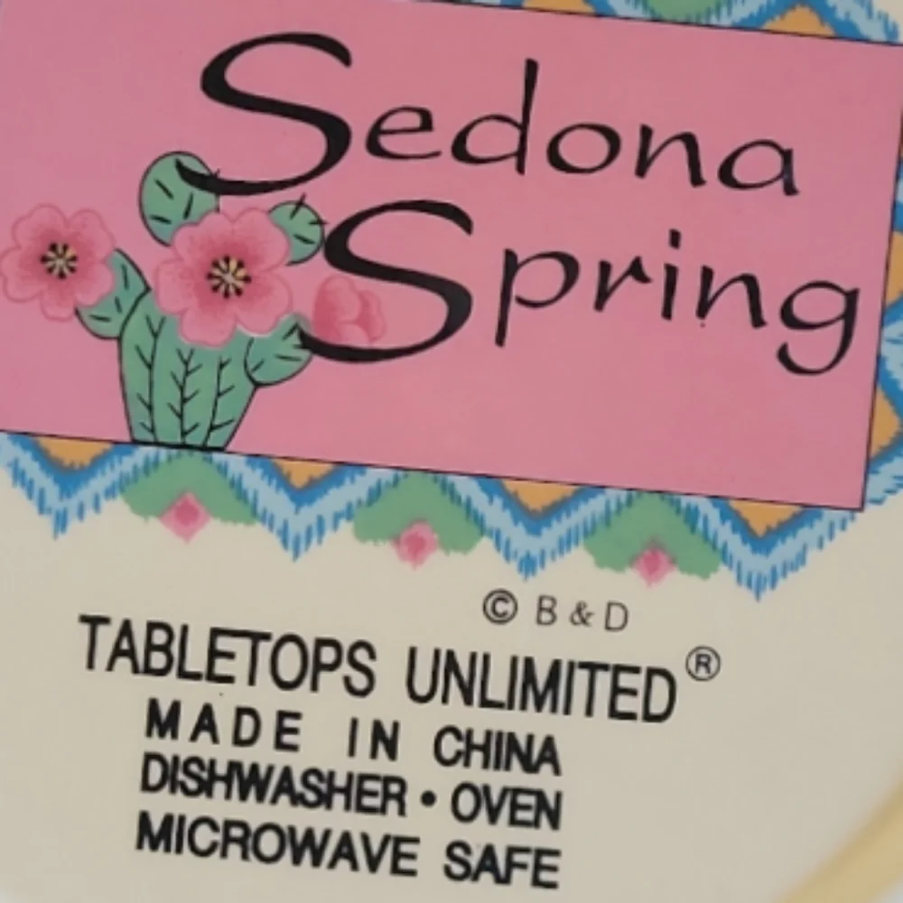 1 Vtg Dinner Plate Bowl Sedona Spring Tabletops Unlimited Cactus Blooms Desert